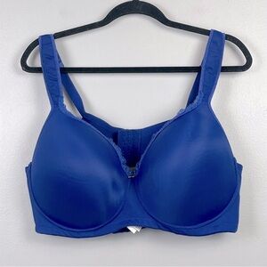 Butterfly by Ashley Stewart blue full coverage double band closure bra, 40DD.